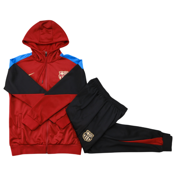 24-25 Fc Barcelona Long Pull Hoodie Red - Image 2