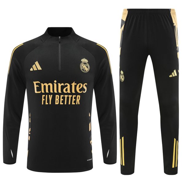 24 -25 Real Madrid Black Hlaf Zipper Tracksuit - Image 2