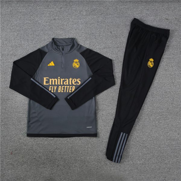 23 -24 Real Madrid Black Hlaf Zipper Tracksuit - Image 3