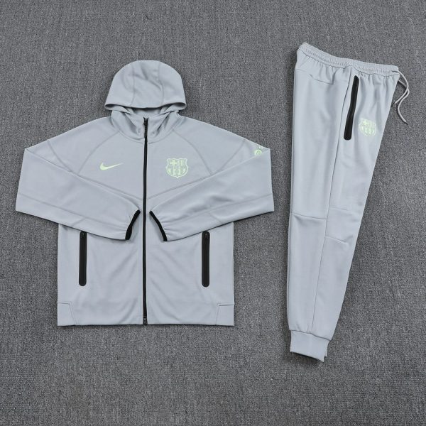 25/26 Fc Barcelona Grey Hoodie Tracksuit - Image 2