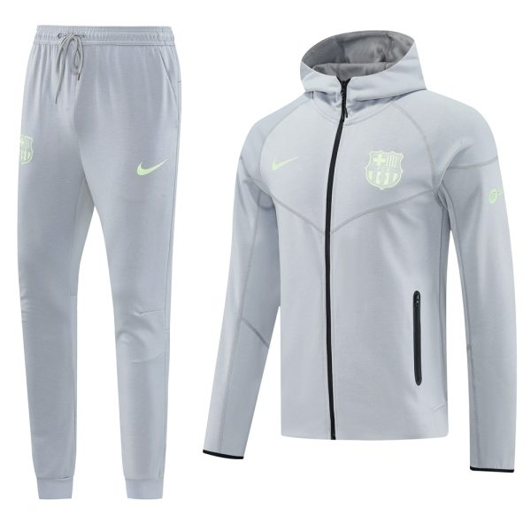 25/26 Fc Barcelona Grey Hoodie Tracksuit
