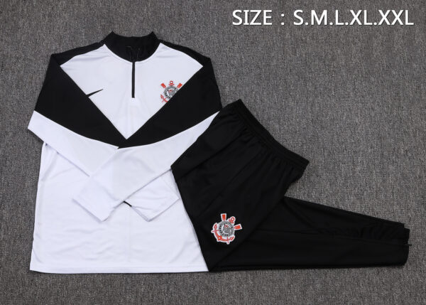 25/26 Corinthians White Half Zipper Tracksuit - Image 2