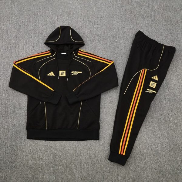 25/26 Arsenal Black Hoodie Tracksuit - Image 2