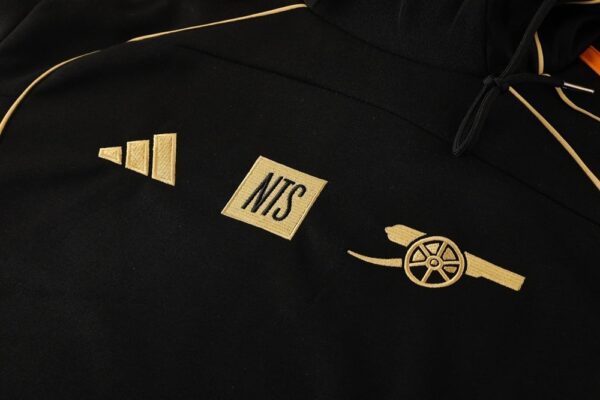 25/26 Arsenal Black Hoodie Tracksuit - Image 4